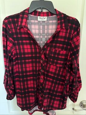 Talia & Joy Red Plaid Button-Down Shirt